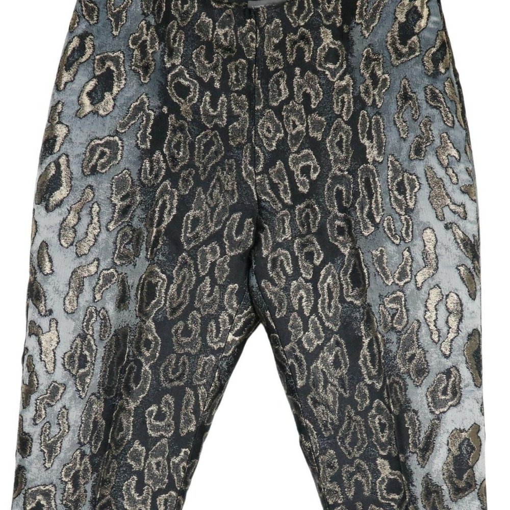 NWT Vince Camuto Dillards Exclusive Leopard Print Pants Size 2 Silver Jacquard - Picture 3 of 6